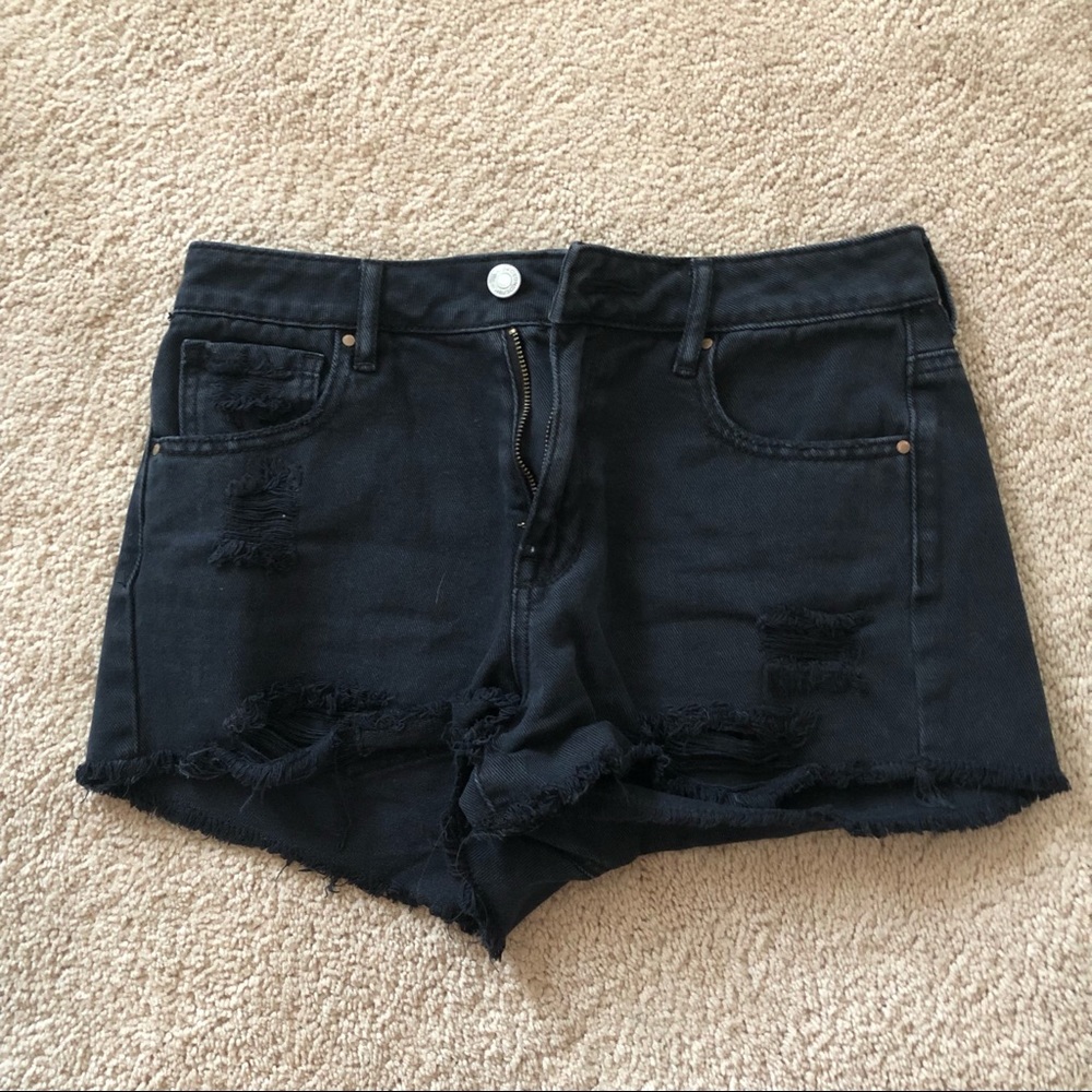 Black high rise jean shorts